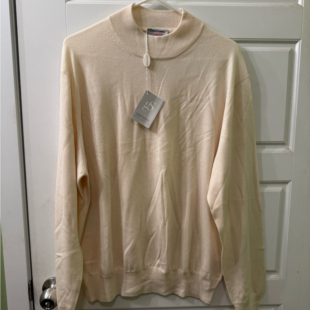 NWT Gran Sasso Cream Sweater 70% wool 20% Silk 10%‎ Cashmere. Size XL
